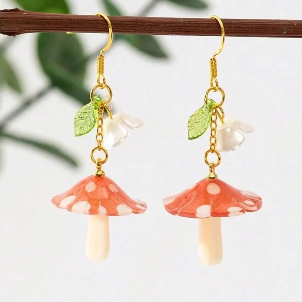 Red Polka Dot Mushroom Earrings A1620